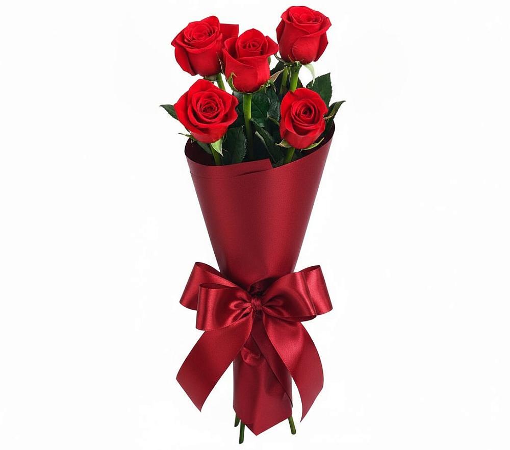 Букет 5 Красных роз Эдлесс Лав в Карагаче