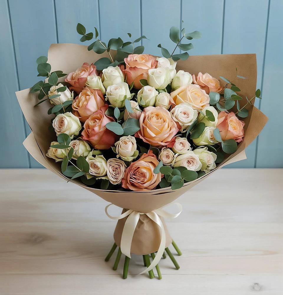 Букет цветов из: Альстромерии и Розы в Карагаче