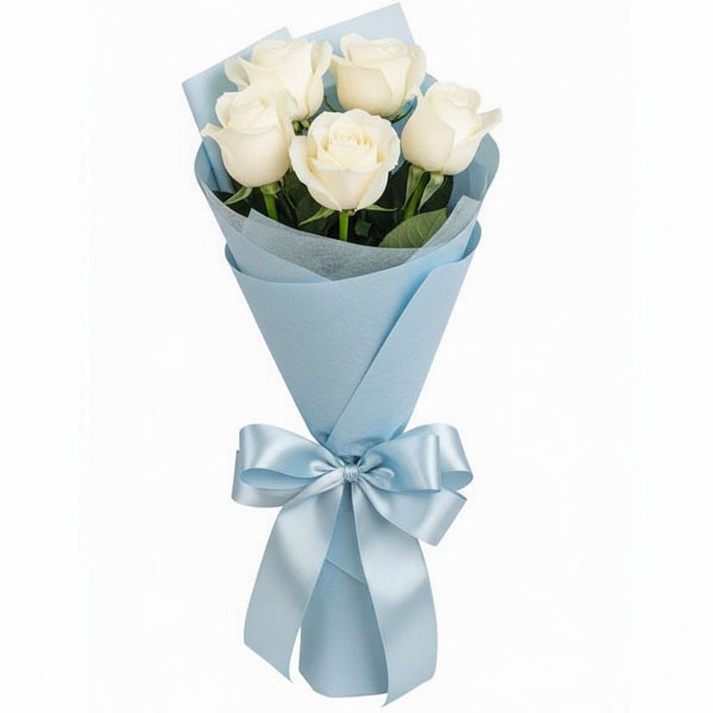 Букет 5 Белых роз Проуд в Карагаче
