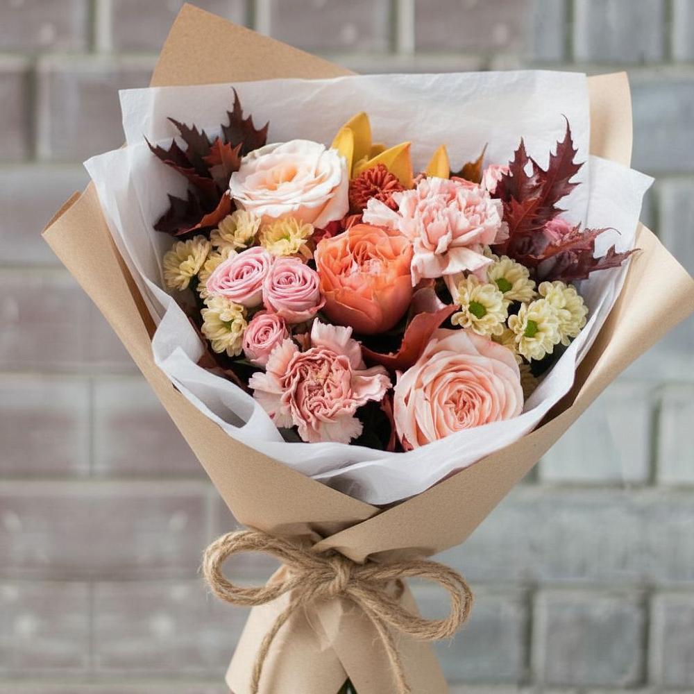 Букет цветов из: Гвоздики, Хризантемы и Розы в Карагаче