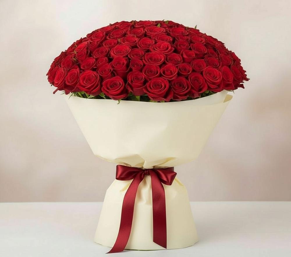 Букет 101 Красная роза Милано в Карагаче