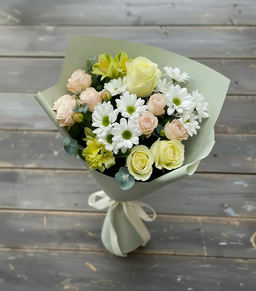 Букет цветов из: Альстромерии, Розы и Хризантемы в Карагаче