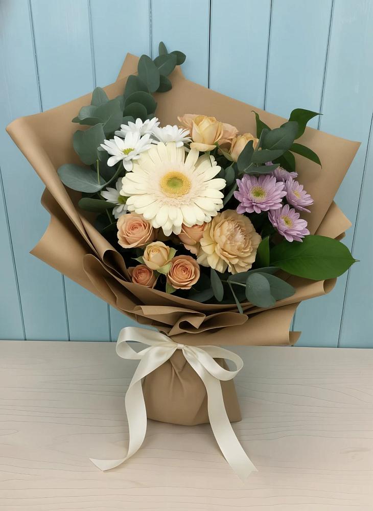 Букет цветов из: Герберы и Хризантемы в Карагаче