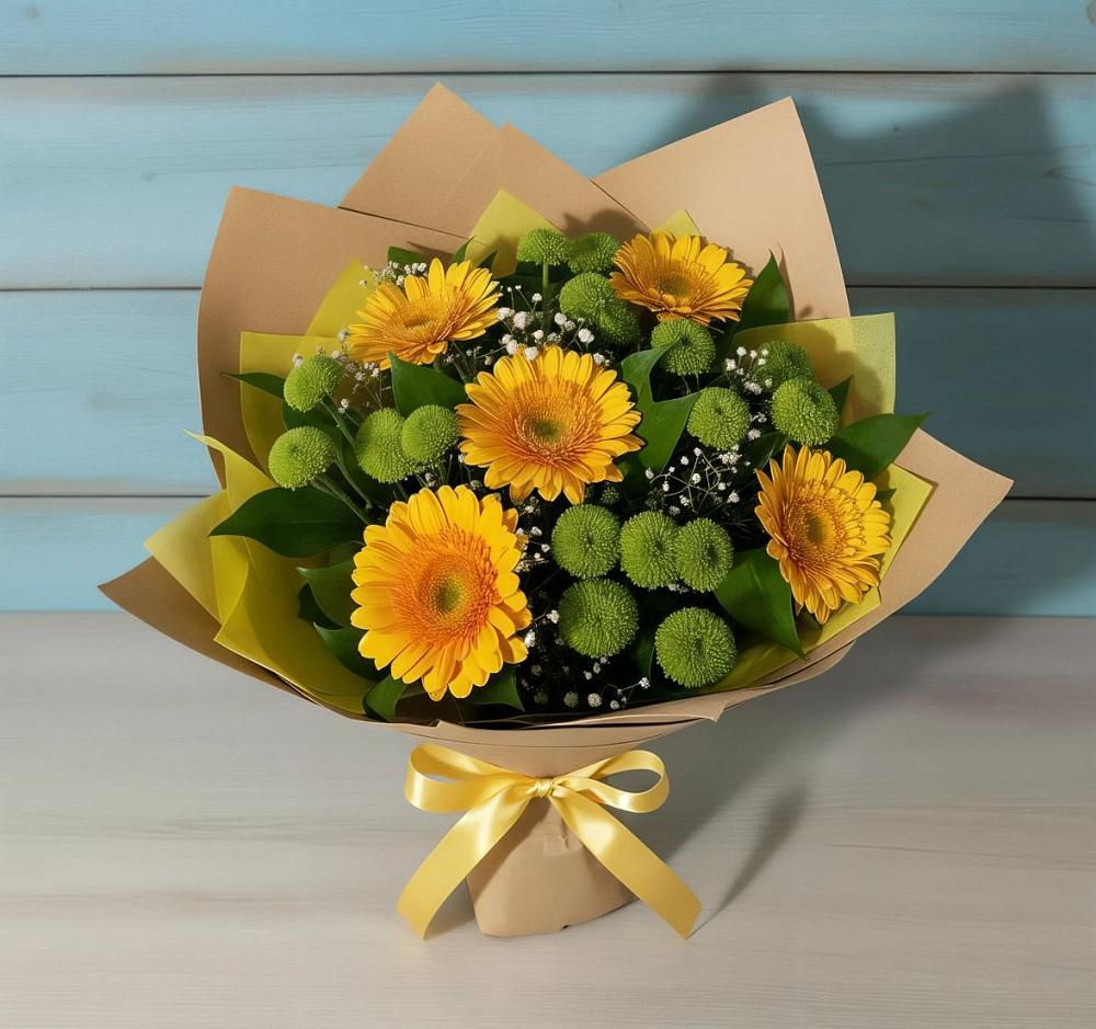 Букет цветов из: Герберы и Хризантемы в Карагаче