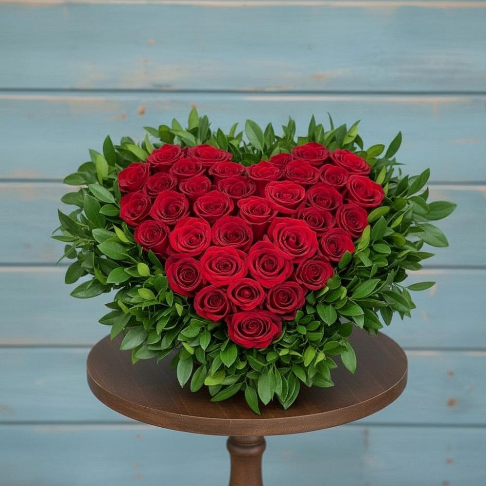 Цветочная композиция из Розы в виде сердца в Карагаче