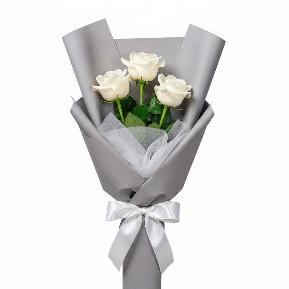 Букет 3 белые розы в Карагаче