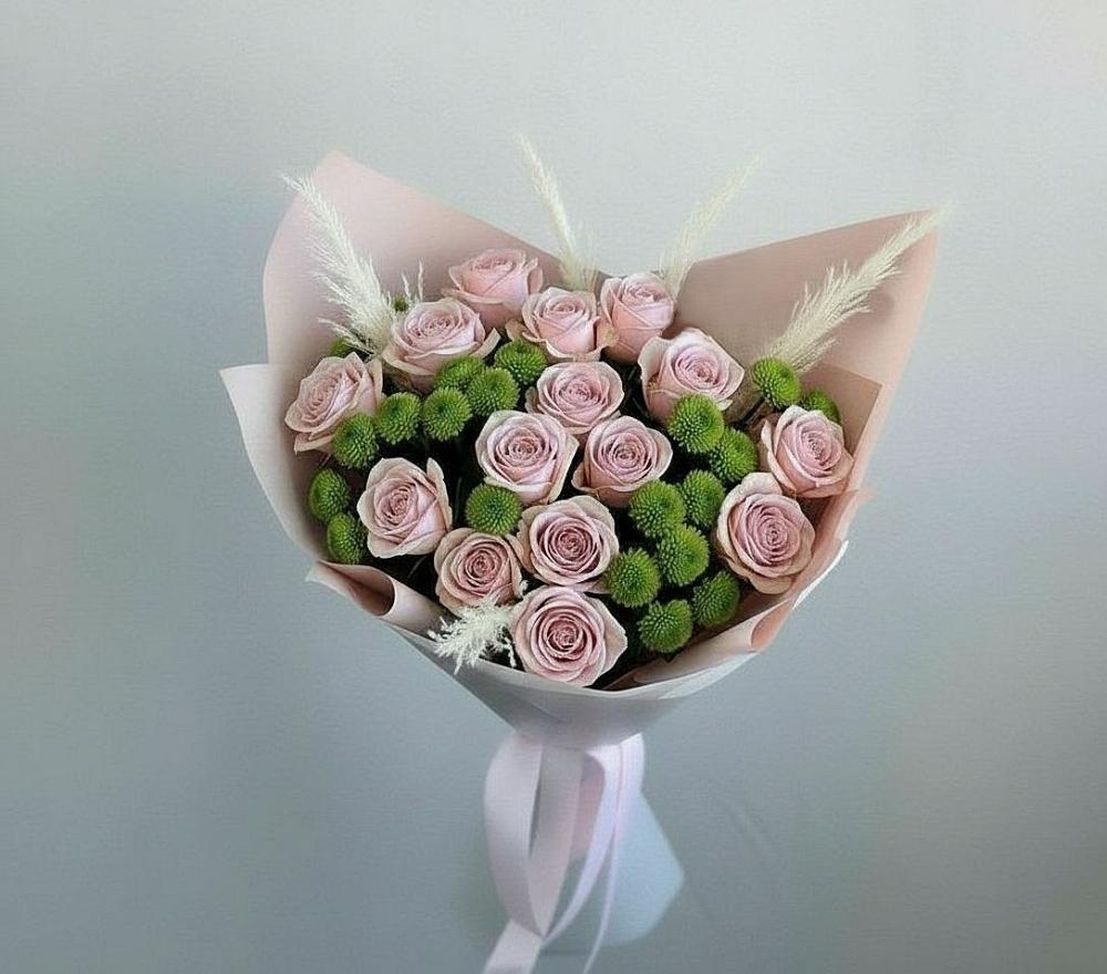 Букет цветов из: Розы и Хризантемы в Карагаче