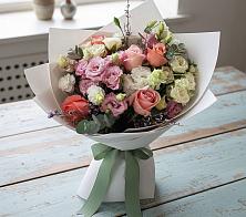 Букет цветов из:  Розы, Лизиантусы и Гвоздики в Карагаче