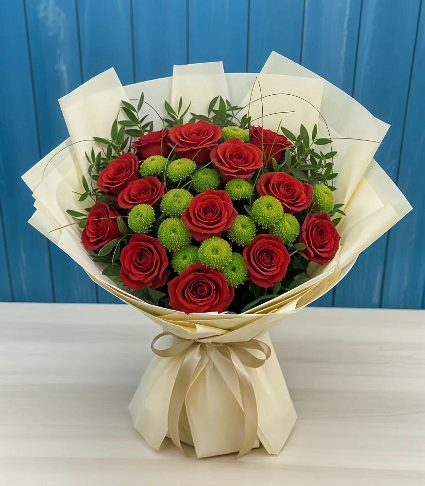 Букет цветов из: Розы и Хризантемы в Карагаче